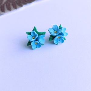 Cercei Nu ma uita albastri � flori handmade din lut polimeric, model delicat - Artynos.ro