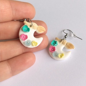 Cercei Paleta Artistului in Flori din lut polimeric � Artynos Handmade - Artynos.ro