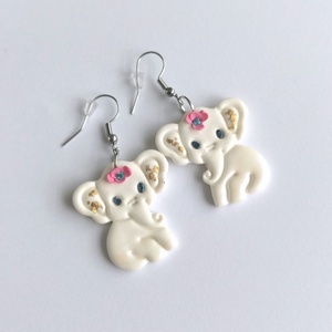 Cercei handmade Elefant � model jucăuș din lut polimeric - bijuterii - cercei - cercei lungi - Artynos.ro
