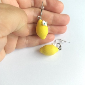 Cercei lămâițe din lut polimeric,handmade Kawaii  - bijuterii - cercei - cercei lungi - Artynos.ro
