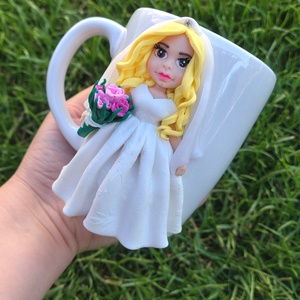 Căniță mireasă decorată manual cu lut polimeric ,Cadou nuntă handmade - accesorii nuntă - amintiri și cadouri de nuntă - albume foto de nuntă - Artynos.ro