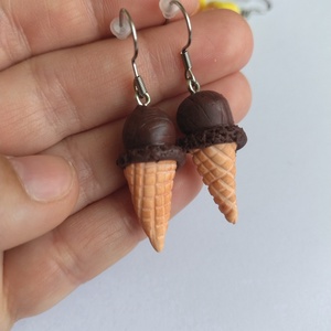 Cercei Fimo înghețată cu ciocolată  - bijuterii - cercei - cercei lungi - Artynos.ro