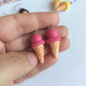 Cercei inghetata Fimo , Bijuterii, Cercei, Cercei lungi, , Cercei realizati manual din lut polimeric, in forma de inghetata delicioasa . Un accesoriu jucaus, ..., ARTYNOS