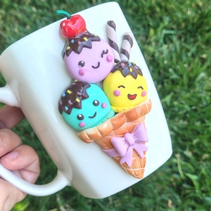 Cană handmade decorată cu înghețată Kawaii - casă & stil de viață - echipamente de bucătărie - accesorii de servire - căni - Artynos.ro