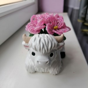 Vacă cu floare de perle - casă & stil de viață - accesorii pentru decorat casa - suport de flori - buchete de flori - Artynos.ro