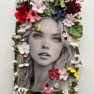 Ornament floral din lemn, unicat., Arte vizuale si accesorii , Fotografie, Alta fotografie, Aranjament de flori, ARTYNOS