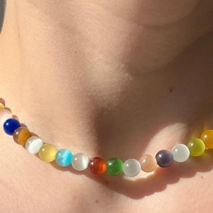 Lanț handmade din pietricele colorate. - bijuterii - coliere - coliere din mărgele - Artynos.ro