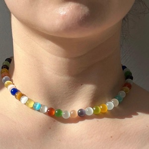 Lant handmade din pietricele colorate., Bijuterii, Coliere, Coliere din margele, , ARTYNOS