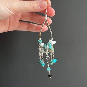 Cercei handmade boho-chic în formă de lacrimă cu pietre naturale. - bijuterii - cercei - cercei din mărgele - Artynos.ro