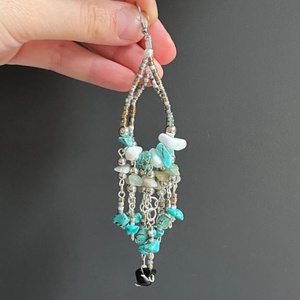Cercei handmade boho-chic în formă de lacrimă cu pietre naturale. - bijuterii - cercei - cercei din mărgele - Artynos.ro