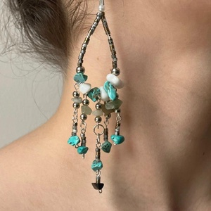 Cercei handmade boho-chic in forma de lacrima cu pietre naturale., Bijuterii, Cercei, Cercei din margele, , ARTYNOS