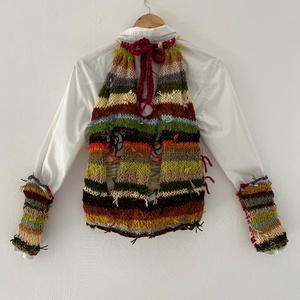 Top tricotat handmade cu mânuși stil boho-artisan. - îmbrăcăminte și modă - haine damă - bluze damă - Artynos.ro