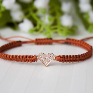Bratara macramé impletita - Hearts brown/gold, , , ARTYNOS