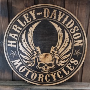 Harley Davidson Laser gravat Imagine din lemn, Casa & Stil de viata, Accesorii pentru decorat casa, Picturi murale, Arta de perete din lemn, , ARTYNOS