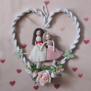 Makramé Cadou sincer de Ziua Mamei - mama si fiica cu decor de flori de piersic, , , ARTYNOS