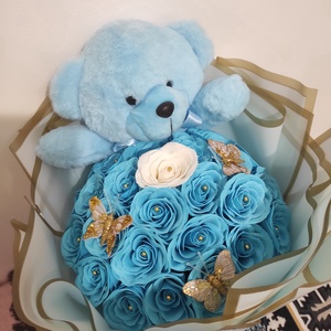 Buchet cu trandafiri de săpun parfumați și ursuleț , Casă & Stil de viață, Accesorii pentru decorat casa, Suport de flori, Buchete de flori, Altele, Aranjament de flori, ARTYNOS