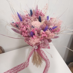 Buchet de mireasa și nașă cu trandafir criogenat și plante uscate   - accesorii nuntă - buchet mireasă  - Artynos.ro