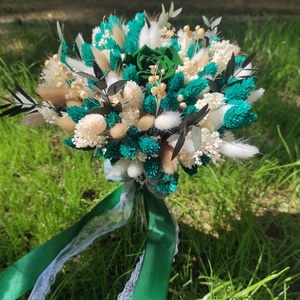 Buchet de mireasa și nașă cu trandafir criogenat și plante uscate   - accesorii nuntă - buchet mireasă  - Artynos.ro
