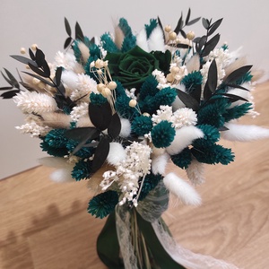 Buchet de mireasa și nașă cu trandafir criogenat și plante uscate   - accesorii nuntă - buchet mireasă  - Artynos.ro