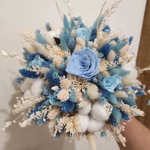Buchet de mireasa și nașă cu trandafiri criogenati și plante uscate   - accesorii nuntă - buchet mireasă  - Artynos.ro