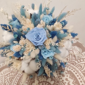 Buchet de mireasa și nașă cu trandafiri criogenati și plante uscate   - accesorii nuntă - buchet mireasă  - Artynos.ro