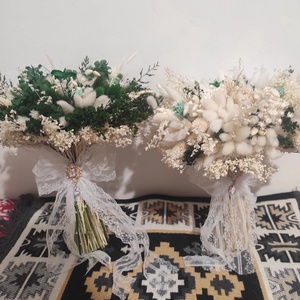 Set nunta lumânări și 2 buchete  - accesorii nuntă - buchet mireasă  - Artynos.ro