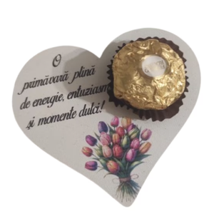Martisor dulce model inima cu bomboana Ferrero Rocher - bijuterii - mărțișor - Artynos.ro