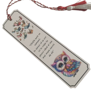 Martisor semn de Carte - Model Bufnita 18 cm x 5 cm, material Mdf imprimat UV, Bijuterii, Martisor, Aranjament de flori, Altele, ARTYNOS