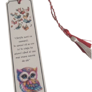 Martisor semn de Carte - Model Bufnita 18 cm x 5 cm, material Mdf imprimat UV - bijuterii - mărțișor - Artynos.ro