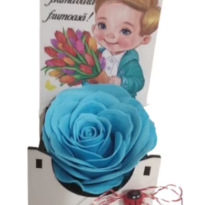 Martisor cu trandafir de sapun parfumat premium in cutiuta mdf - bijuterii - mărțișor - Artynos.ro