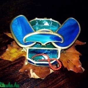 Cutie de bijuterii Scarab teal gold albastru-auriu -  - Artynos.ro