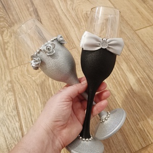 Set 2 pahare pentru nași - accesorii nuntă - materiale decor pentru nuntă - accesorii pentru servire nuntă - Artynos.ro