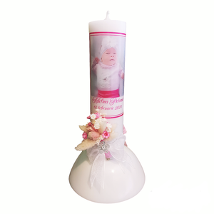 Lumânare botez 25x7 cm imprimată cu poză , Jucării și echipamente pentru copii, Daruri de botez, Lumânare și fabricarea lumânărilor, ARTYNOS