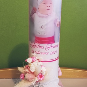 Lumânare botez 25x7 cm imprimată cu poză  - jucării și echipamente pentru copii - daruri de botez - Artynos.ro