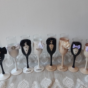 Pahar pentru șampanie miri/nași, Accesorii nuntă, Materiale decor pentru nuntă, Accesorii pentru servire nuntă, Artă de sticlă, ARTYNOS