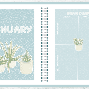 Agenda digitala datata, in engleza pentru anul 2026 cu plante si flori - arte vizuale și accesorii  - grafică, ilustrație - grafică digitală - Artynos.ro