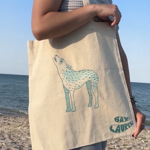 Geanta totebag cu lup pictata manual, Genti si portofele, Geanta pentru cumparaturi, Totebaguri, Pictura, ARTYNOS