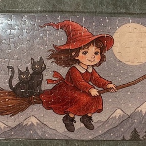 Puzzle magnet de frigider � Vrajitoare mica zburatoare, Casa & Stil de viata, Echipamente de bucatarie, Decor de bucatarie, Magneti de frigider, Fotografie, grafica, desen, ilustratie, ARTYNOS