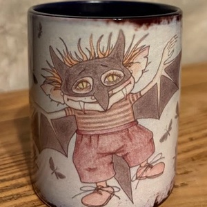 Cana ilustrata cu liliac amuzant, Casa & Stil de viata, Echipamente de bucatarie, Accesorii de servire, Cani, Fotografie, grafica, desen, ilustratie, ARTYNOS