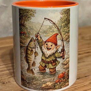 Cana cu pitic pescar si salau, Casa & Stil de viata, Echipamente de bucatarie, Accesorii de servire, Cani, Fotografie, grafica, desen, ilustratie, ARTYNOS