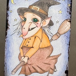 Magnet de frigider cu vrajitoare, Casa & Stil de viata, Echipamente de bucatarie, Decor de bucatarie, Magneti de frigider, Fotografie, grafica, desen, ilustratie, ARTYNOS