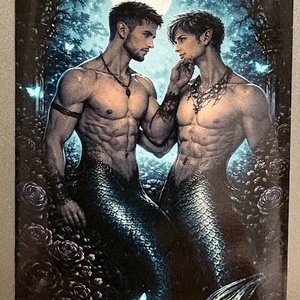 Magnet de frigider Baieti sirena indragostiti, Casa & Stil de viata, Echipamente de bucatarie, Decor de bucatarie, Magneti de frigider, Fotografie, grafica, desen, ilustratie, ARTYNOS