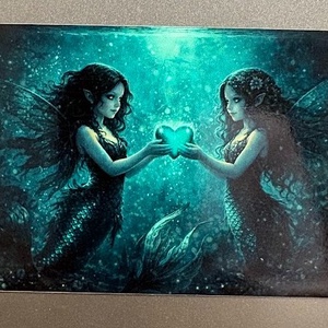 Magnet de frigider Fete sirena indragostite, Casa & Stil de viata, Echipamente de bucatarie, Decor de bucatarie, Magneti de frigider, Fotografie, grafica, desen, ilustratie, ARTYNOS