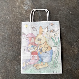 Punguta cadou � iepuras de Paste cu ou incondeiat, Accessorii si unelte, Hartie, Hartie decorativa, Fotografie, grafica, desen, ilustratie, ARTYNOS