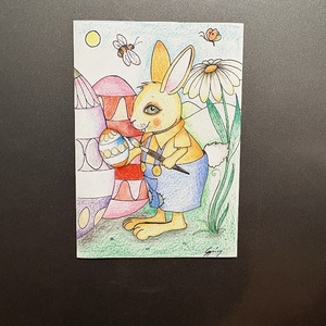 Magnet de frigider cu iepure care picteaza oua, Casa & Stil de viata, Echipamente de bucatarie, Decor de bucatarie, Magneti de frigider, Fotografie, grafica, desen, ilustratie, ARTYNOS