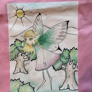 Sac de pânză roz cu model de zână - genți și portofele - geantă pentru cumpărături - totebaguri - Artynos.ro