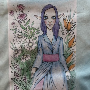 Sac din pânză verde deschis cu model de fată Ent - genți și portofele - geantă pentru cumpărături - totebaguri - Artynos.ro