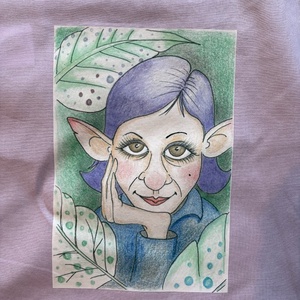 Sac din pânză mov cu model de fată gnom - genți și portofele - geantă pentru cumpărături - totebaguri - Artynos.ro