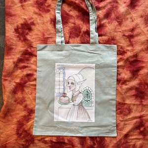 Sac din panza kaki cu model de fata gnom din Tarile de Jos, Genti si portofele, Geanta pentru cumparaturi, Totebaguri, Fotografie, grafica, desen, ilustratie, ARTYNOS