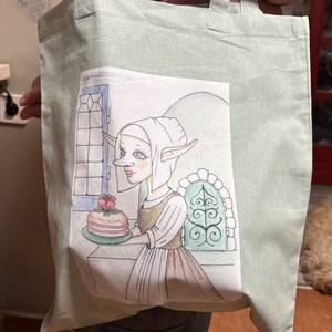 Sac din pânză kaki cu model de fată gnom din Țările de Jos - genți și portofele - geantă pentru cumpărături - totebaguri - Artynos.ro